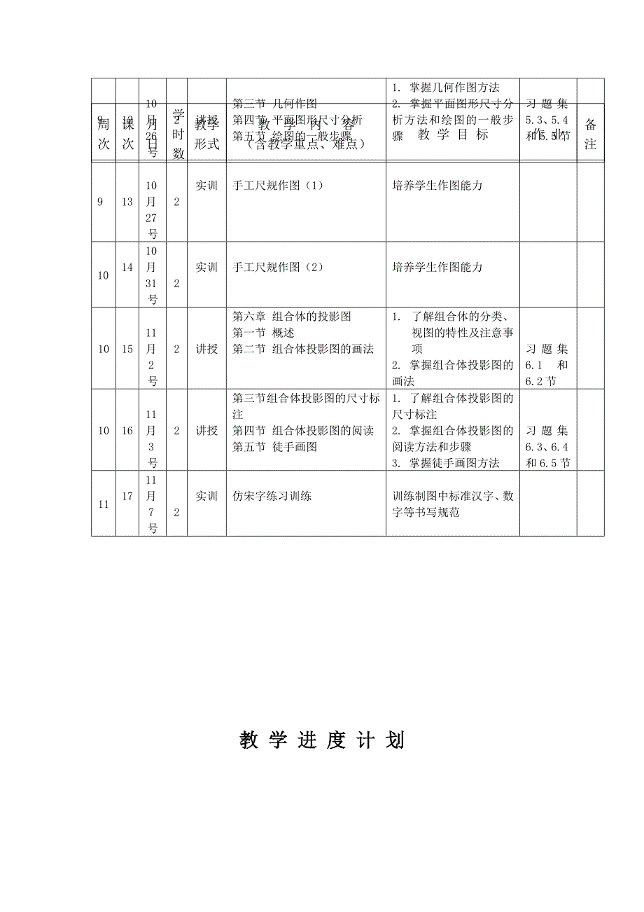 建筑工程制图与识图 授课计划(精品)_第4页