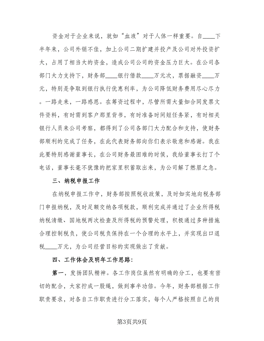 企业财务年终工作总结及计划标准模板（二篇）_第3页