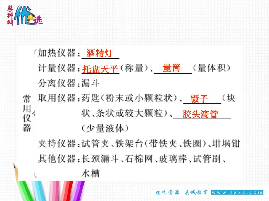 优选整合人教版初中化学九年级一轮专题15常见仪器和实验操作课件2共16张PPT_第4页