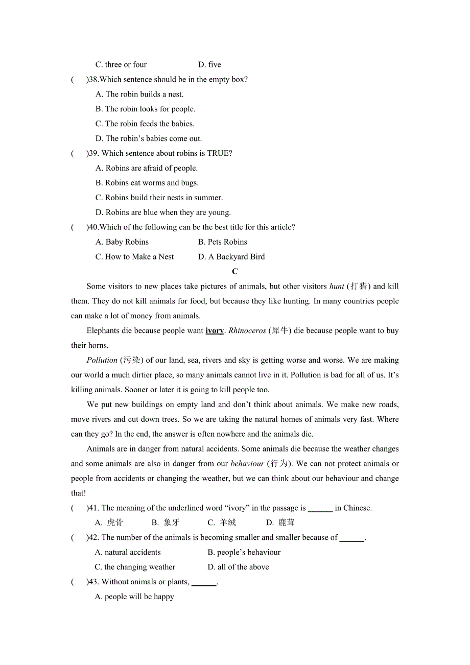 八年级英语Module6 Animals in danger_第4页