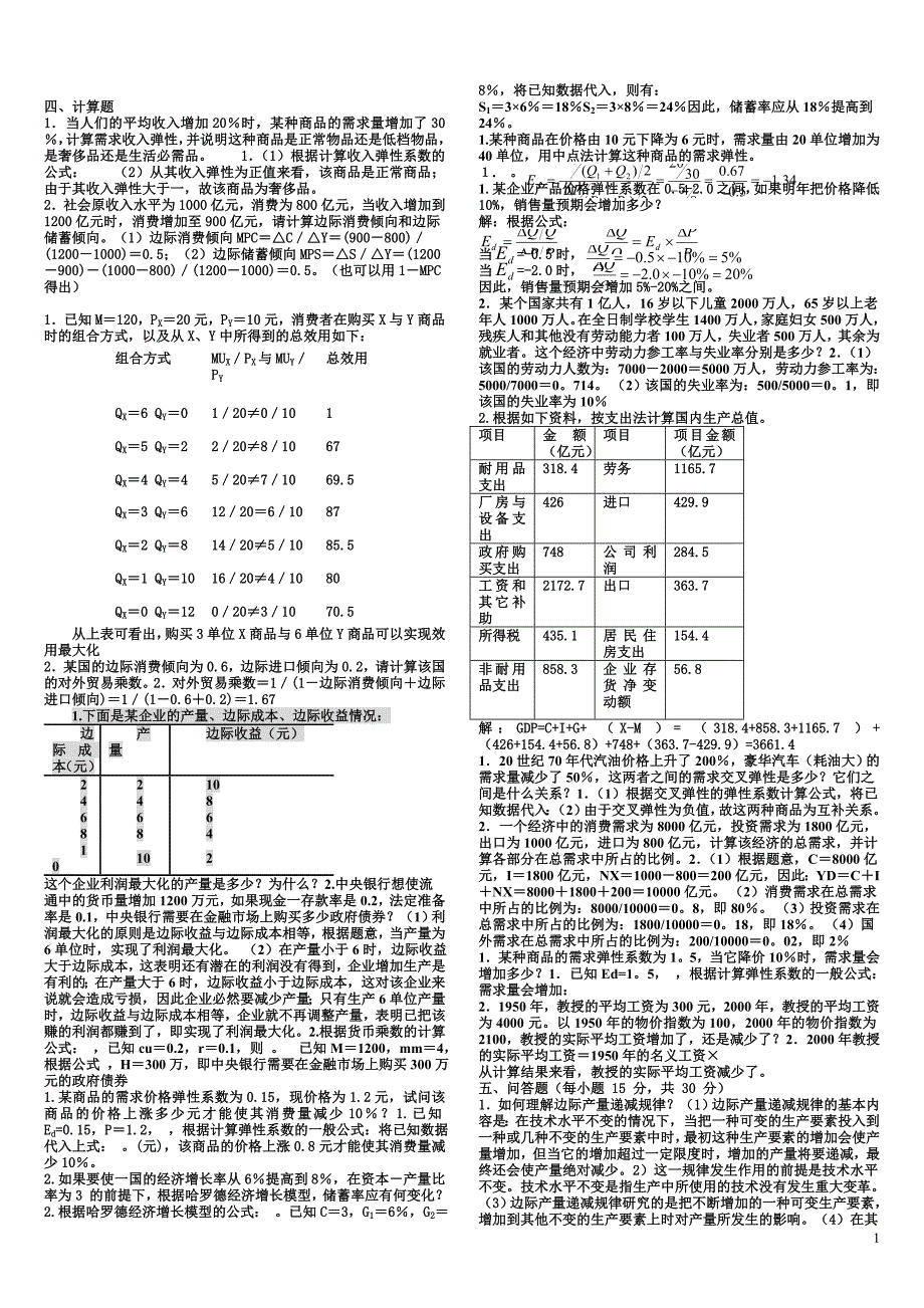 电大西方经济学小抄(完整版)【荐】2015年(1)_第1页