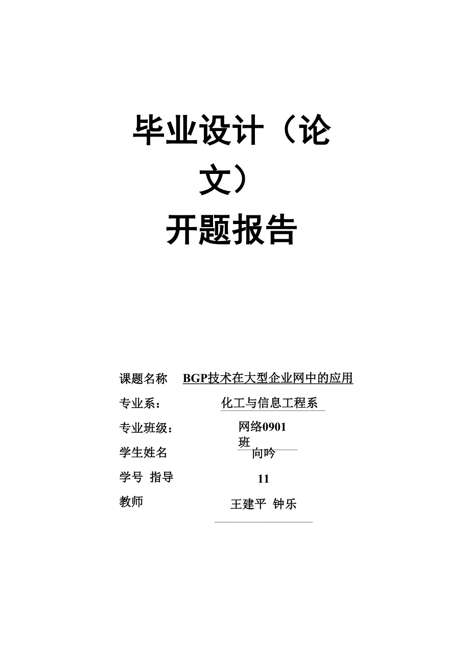 BGP在大型企业网中的应用毕业设计开题报告_第1页