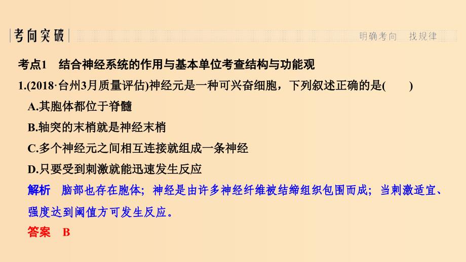 2019版高考生物总复习 第二部分 选择题必考五大专题 专题五 生命活动的调节 第11讲 神经调节课件.ppt_第3页