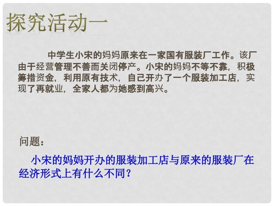 九年级政治全册 第二单元 五星红旗我为你骄傲 第四课 全民共同富裕 第一框充满生机和活力的基本经济制度课件 鲁教版_第5页