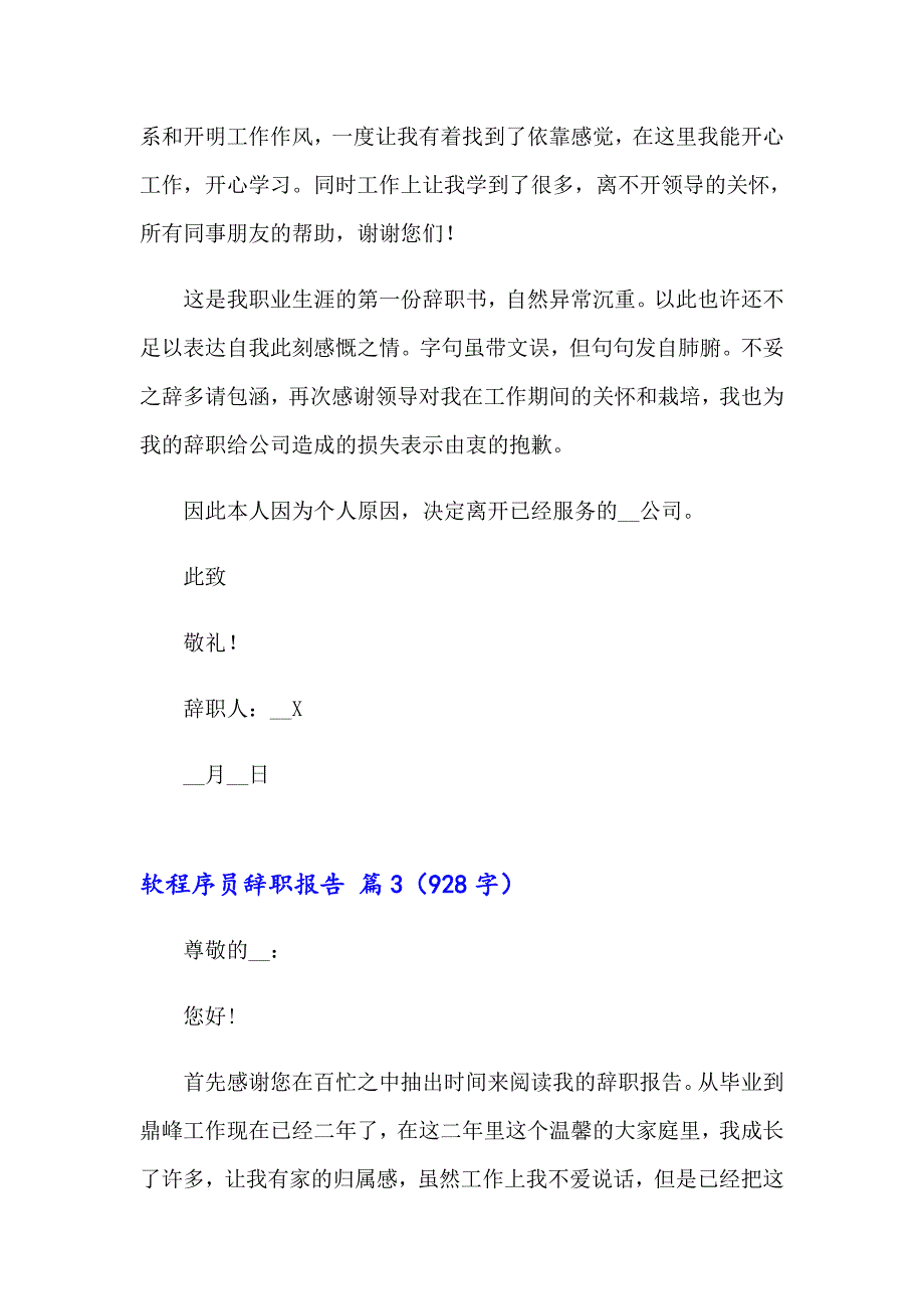 软程序员辞职报告模板集合八篇_第2页