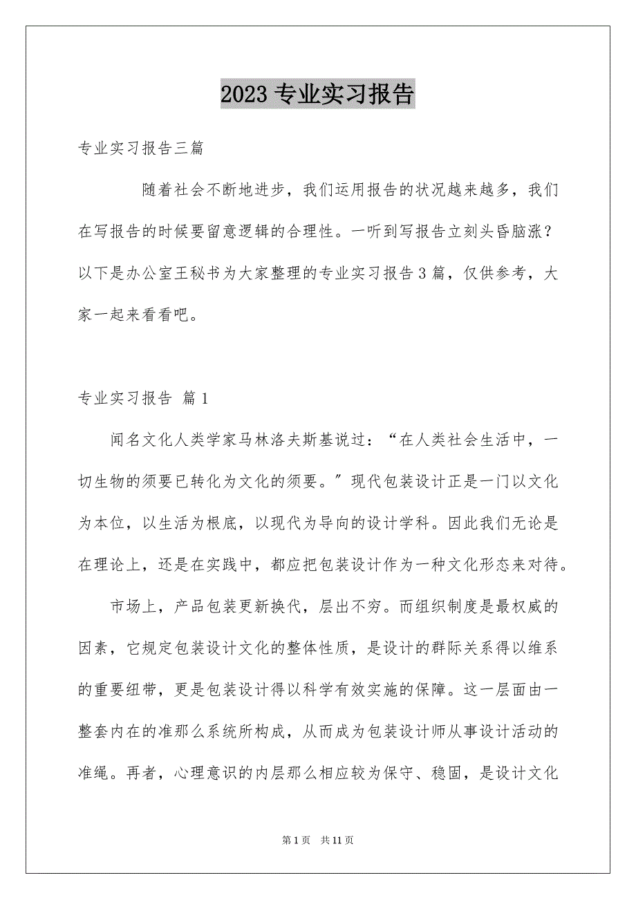 2023年专业实习报告335.docx_第1页