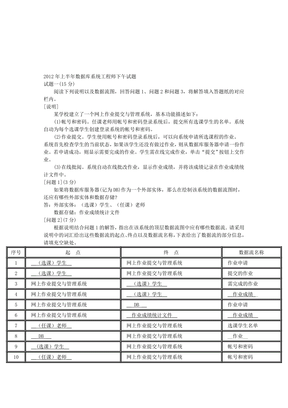 上半年数据库系统工程师下午试题及答案_第1页