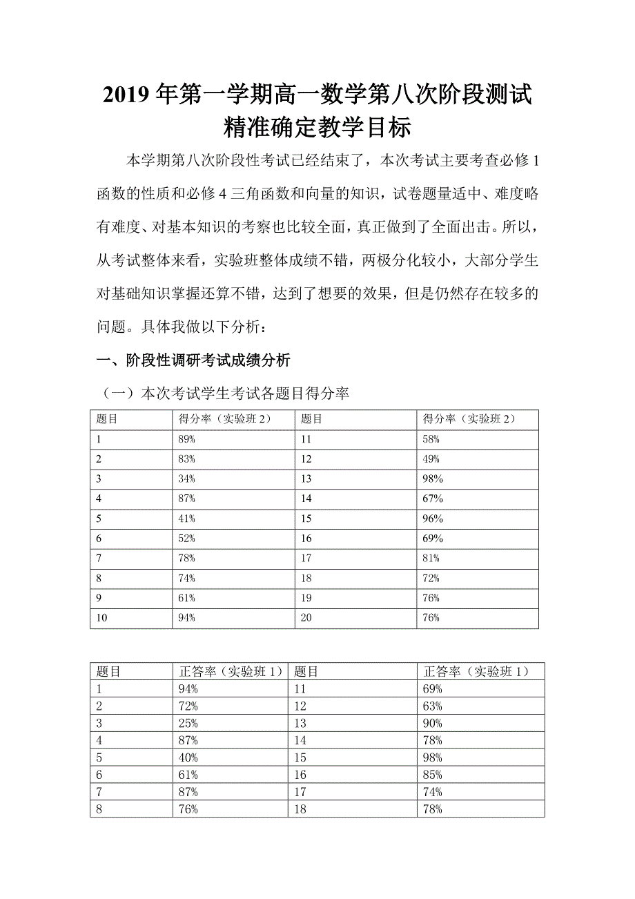 高中数学学情分析-理数_第1页