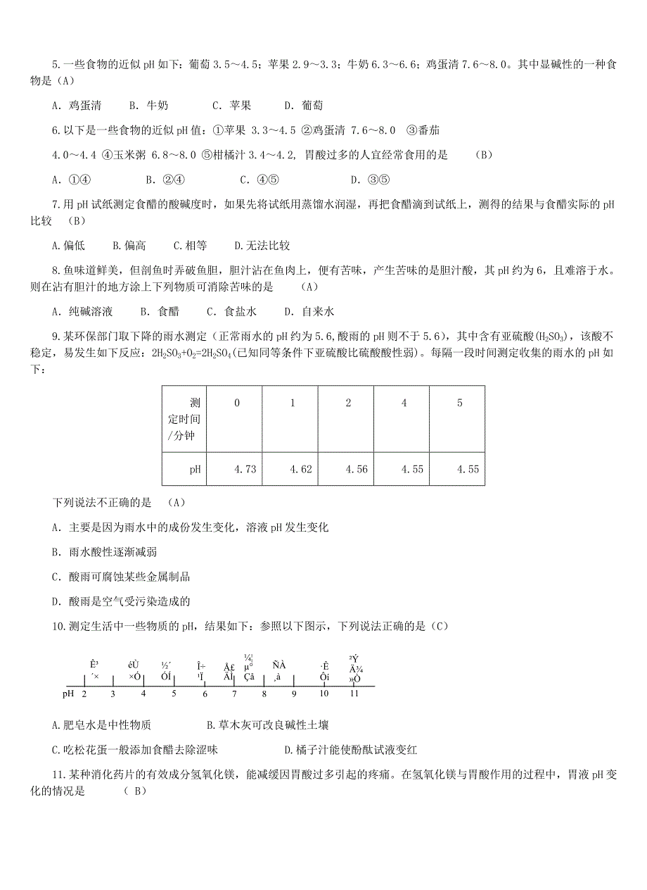 溶液的酸碱性 习题.doc_第4页