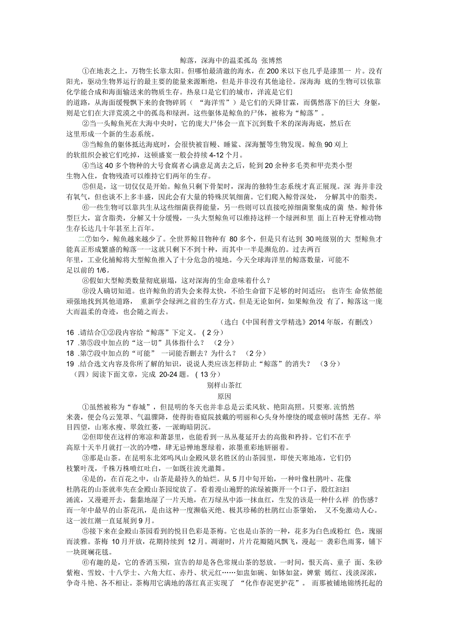 云南省中考语文试题含答案_第3页