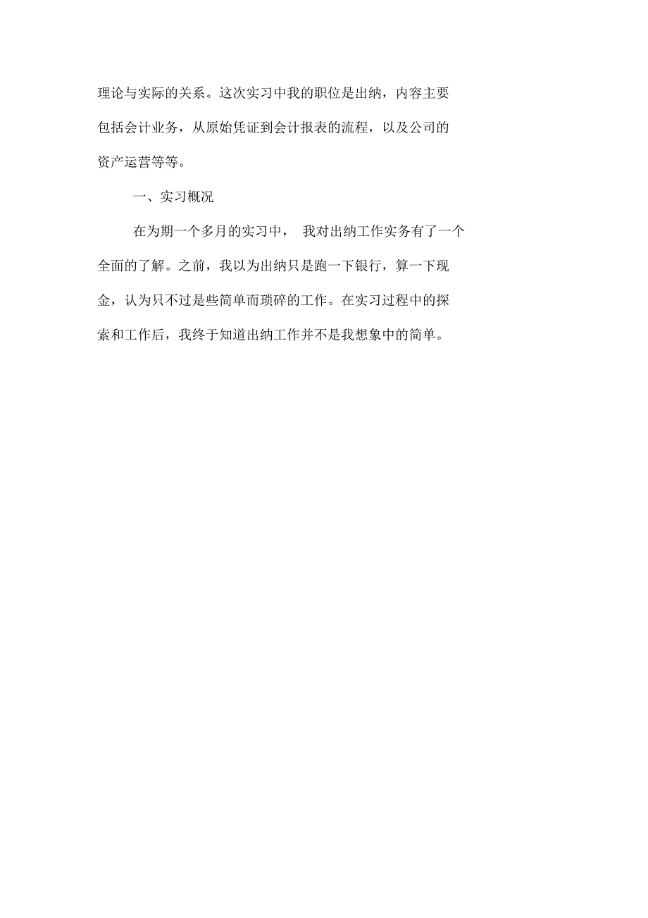 出纳岗位实习报告4000字_第2页