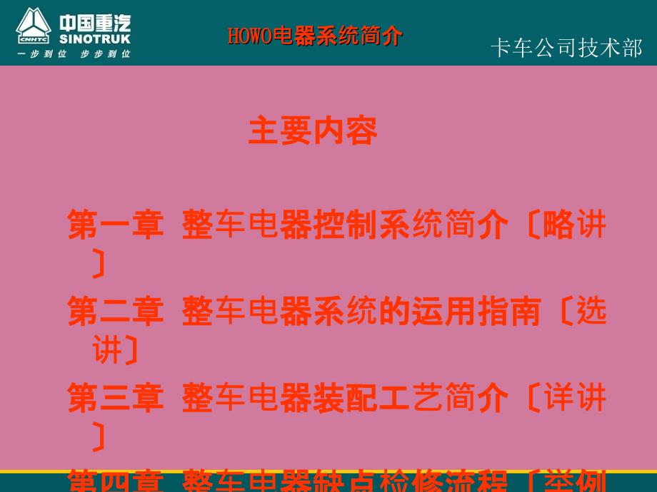 中国重汽豪沃系列整车电器培训资料PPT课件_第3页