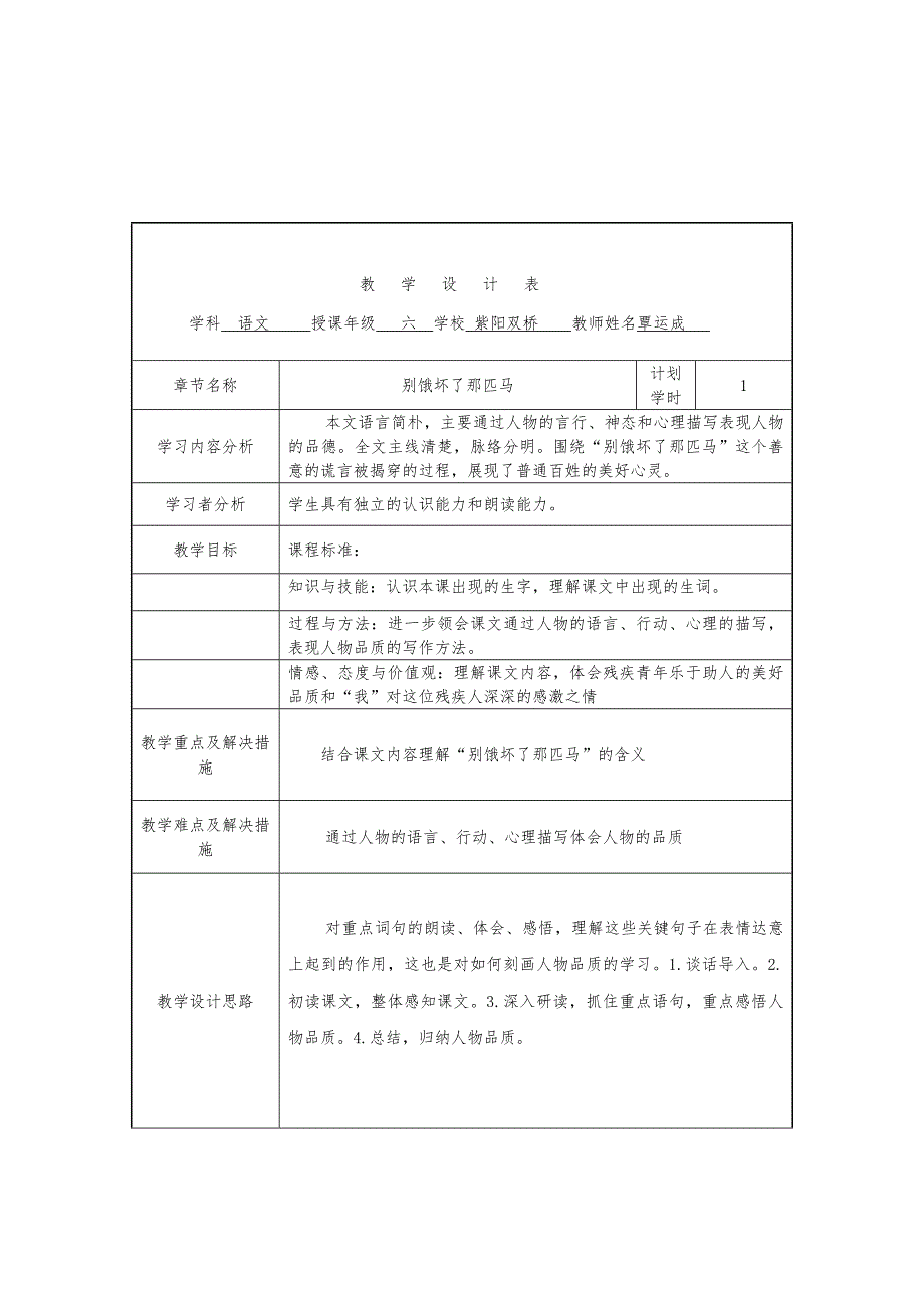 别饿坏了那匹马教学设计_第1页