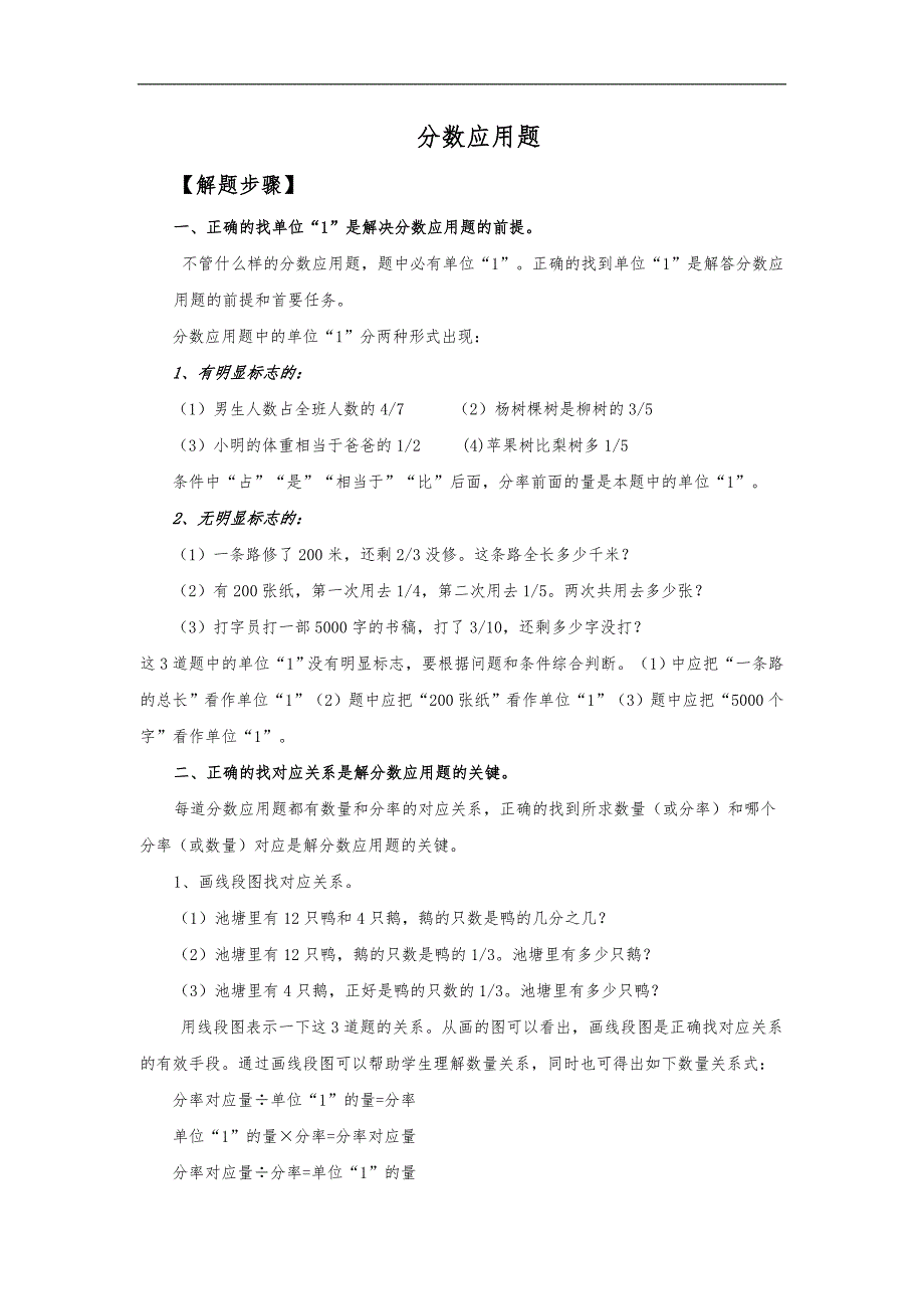 小学六年级分数应用题专项复习_第1页