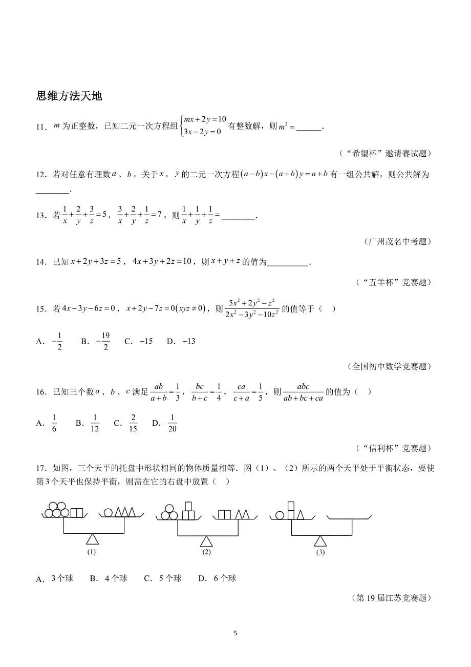 2018最新版七年级探究应用新思维10.二元一次方程组(学生).doc_第5页