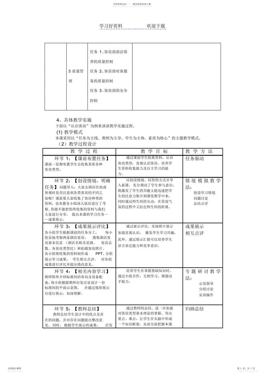 2022年2022年客房服务与管理说课稿_第5页