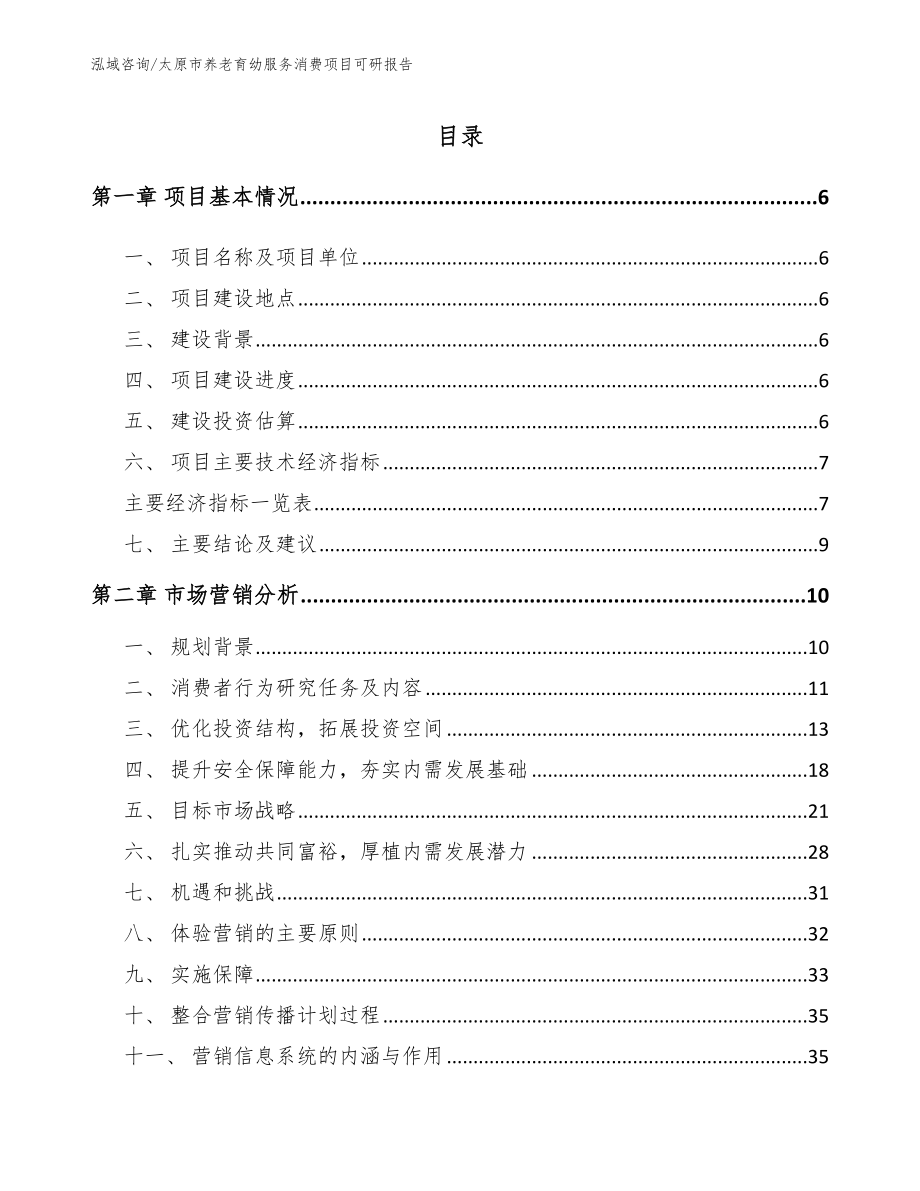 太原市养老育幼服务消费项目可研报告_第1页