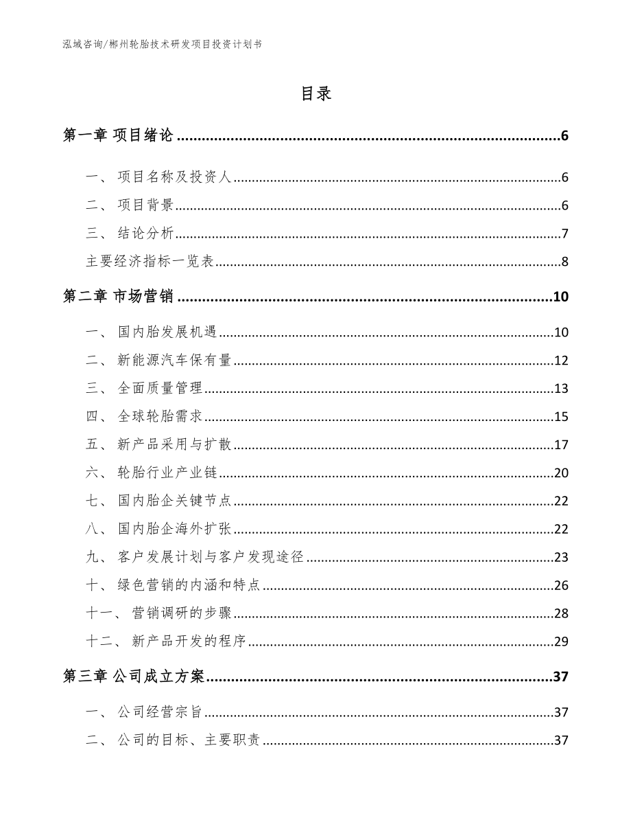 郴州轮胎技术研发项目投资计划书（模板范本）_第2页