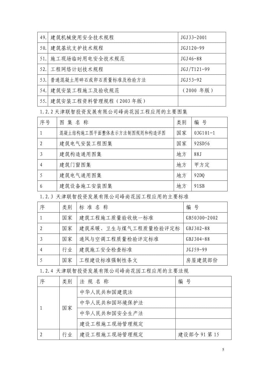 天津联智投资发展有限公司峰尚花园工程施工组织设计143p_第5页