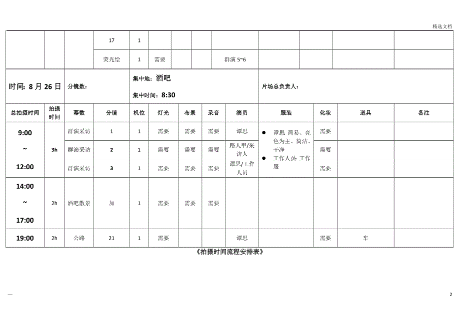 拍摄时间流程安排表_第2页