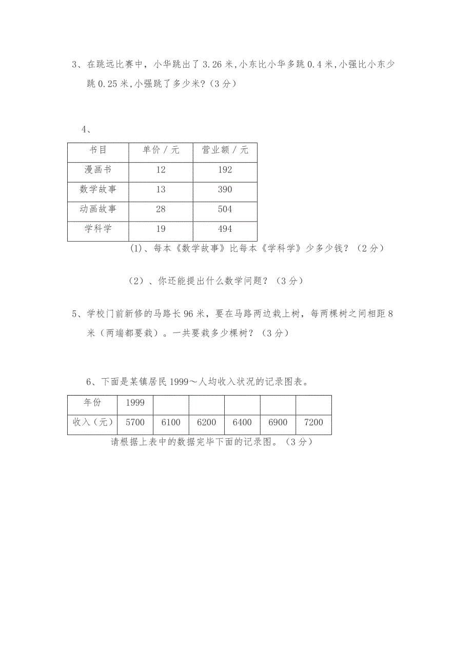 【精品】人教版小学四年级数学下学期期末试卷_第5页