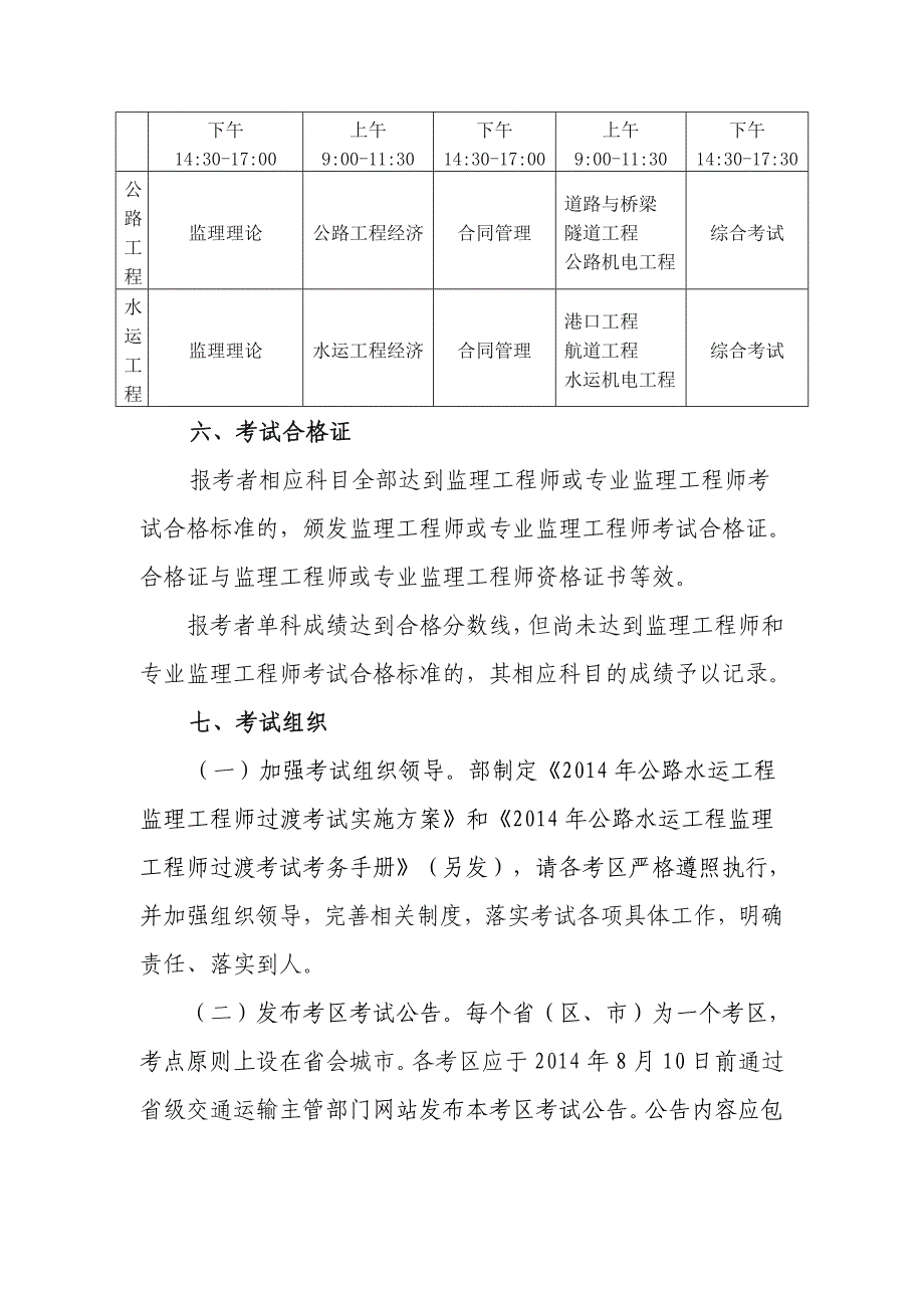 2014年交通部公路工程监理工程师考试安排.doc_第4页