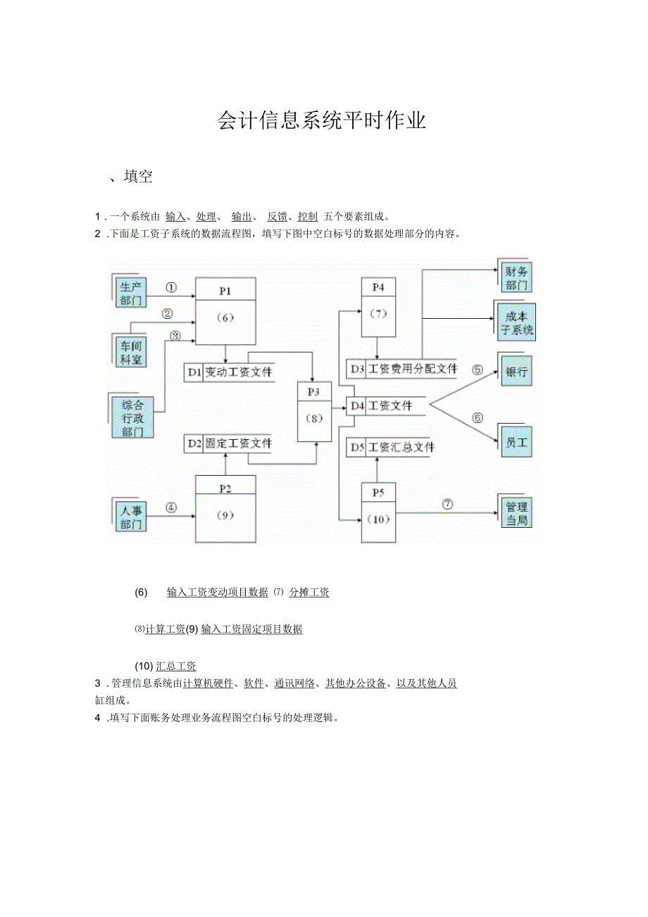 会计信息系统平时作业_第1页