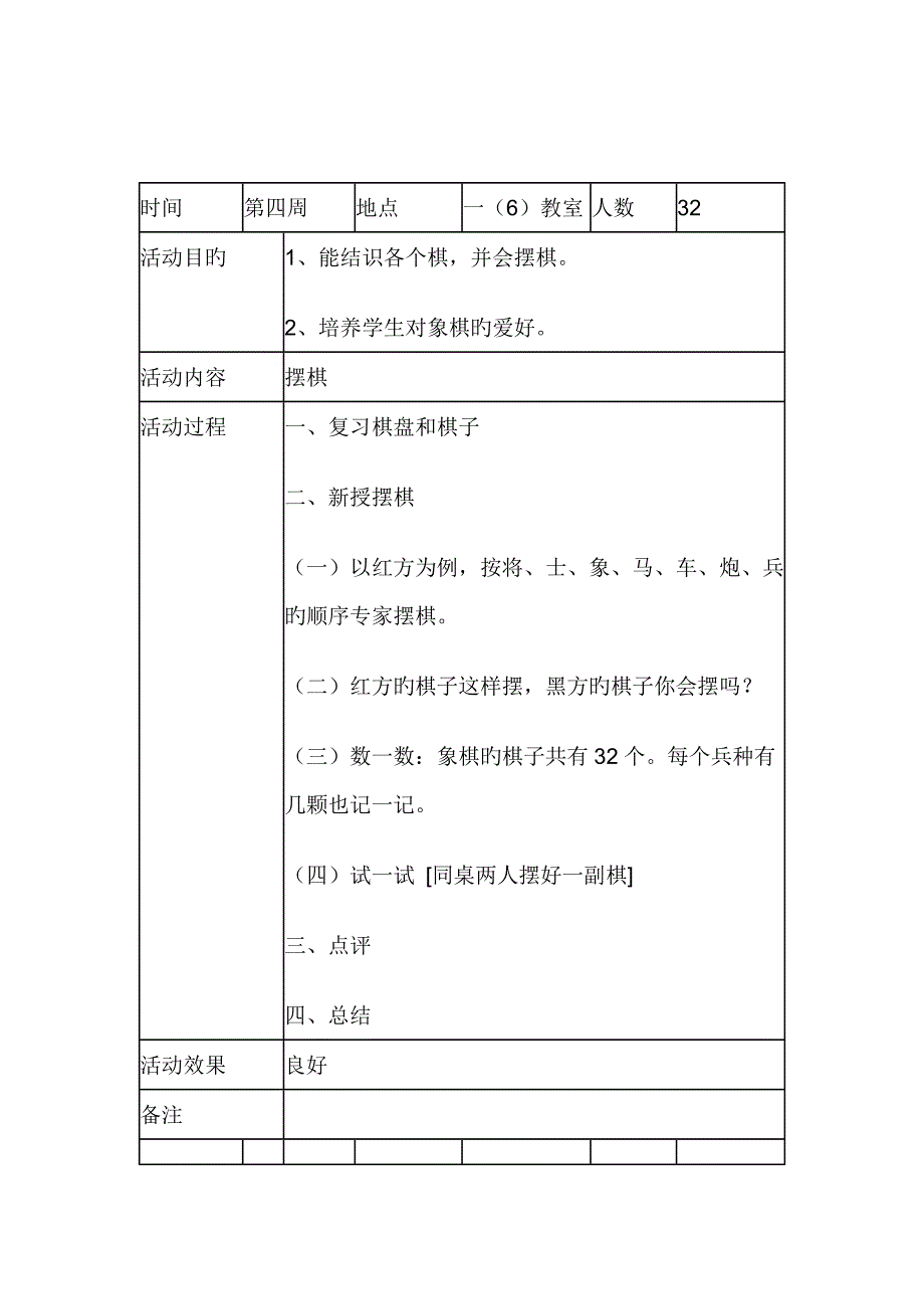 少年宫象棋活动记录表_第2页