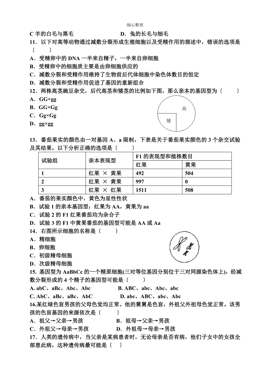 孟德尔遗传定律综合试题及答案_第2页