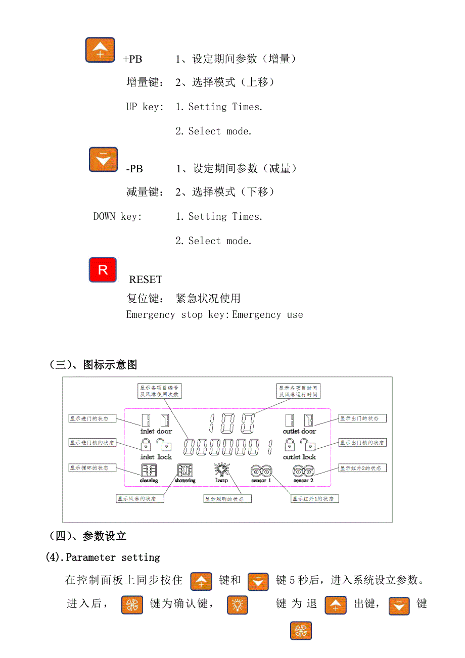 液晶风淋控制器FH中英文专项说明书_第4页