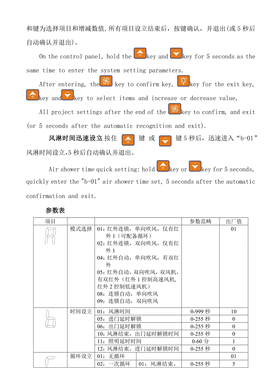 液晶风淋控制器FH中英文专项说明书_第5页