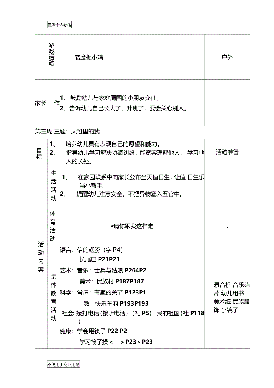 大班上学期周计划120周_第3页