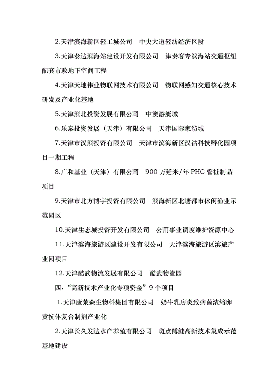 滨海新区促进经济发展专项资金XXXX年度第二批支持项目_第3页