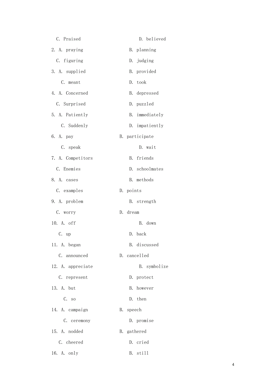 2019-2020学年高中英语 Unit 8 Adventure课时作业12 北师大版必修3_第4页