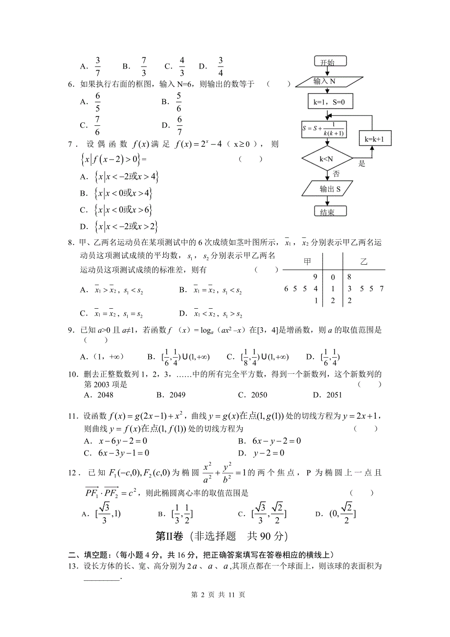 山东省菏泽市某重点高中2012届高三下学期5月高考冲刺题 数学文.doc_第2页