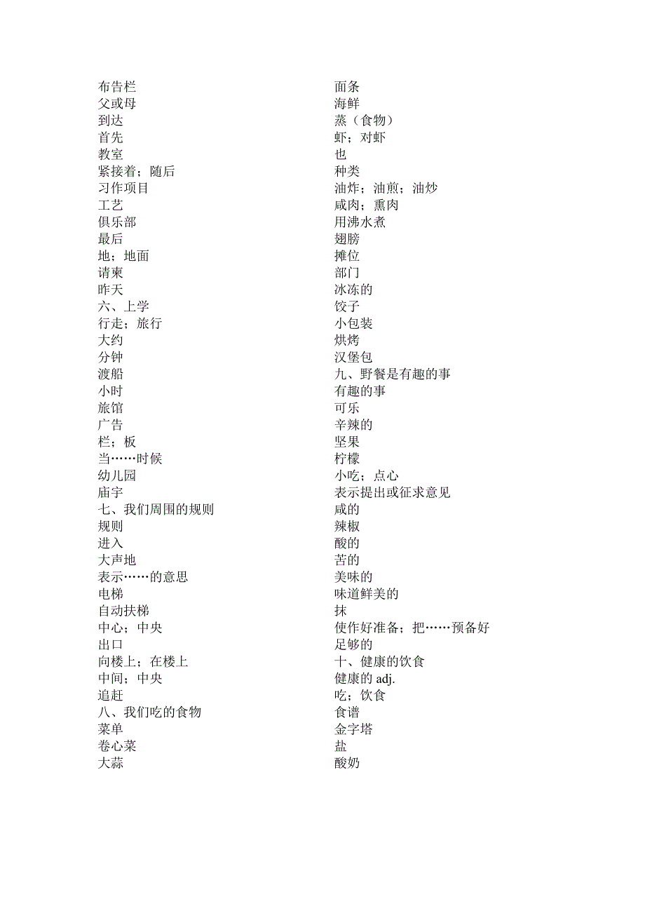 六年级第一学期词汇_第2页