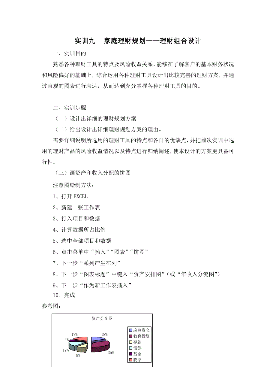 实训九家庭理财规划-理财组合设计_第1页