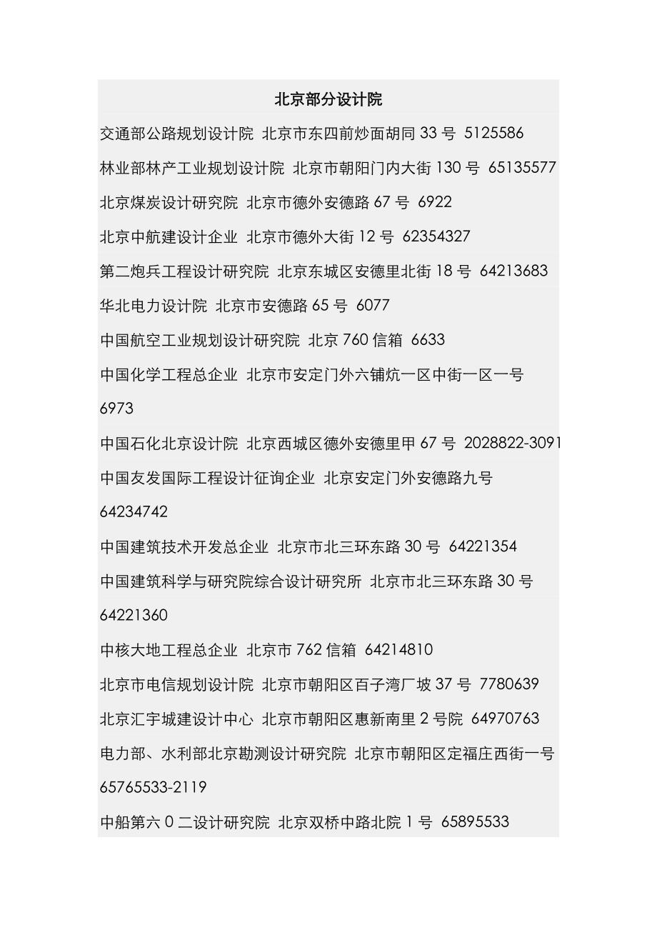 北京部分设计院_第1页