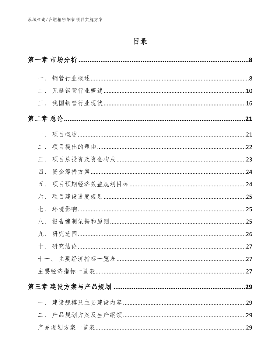 合肥精密钢管项目实施方案（范文模板）_第1页