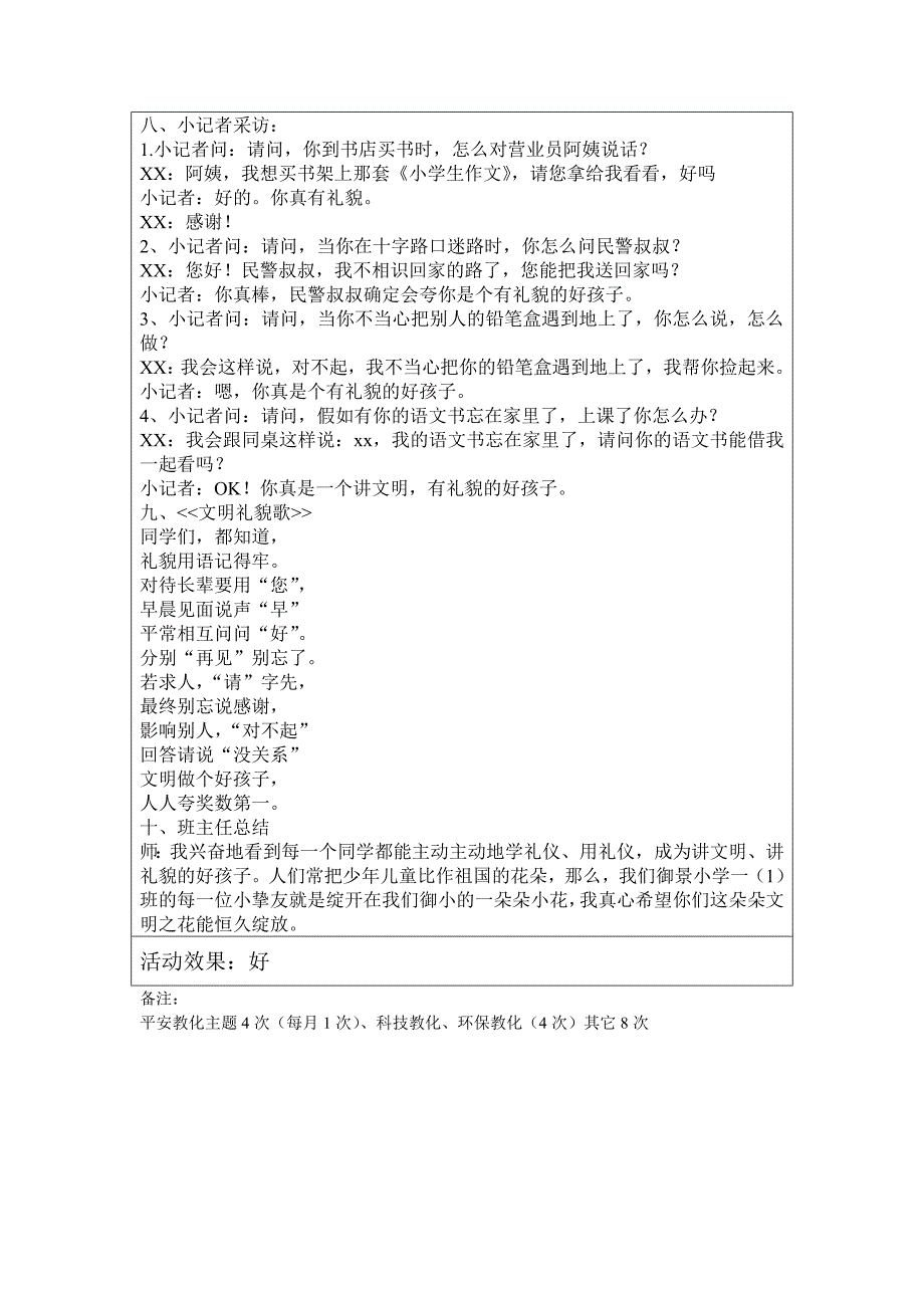 小学一年级下学期主题班会教案精品汇编全册_第4页