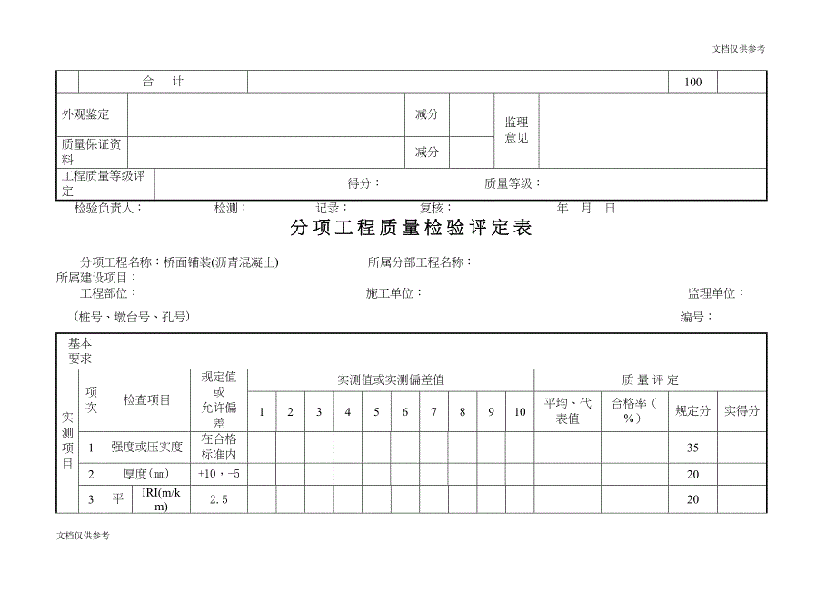 分项工程质量检验评定表桥梁(DOC 16页)_第2页