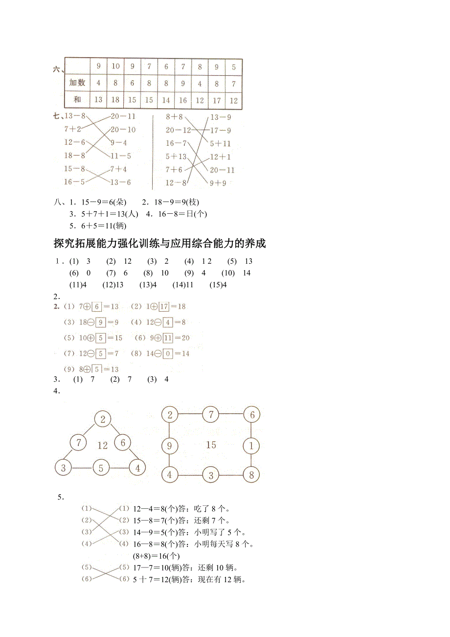 人教版小学数学一年级下册第二单元《20以内的退位减法》单元测试卷.doc_第4页