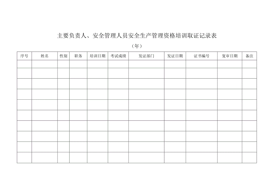 安全教育培训相关表格_第1页