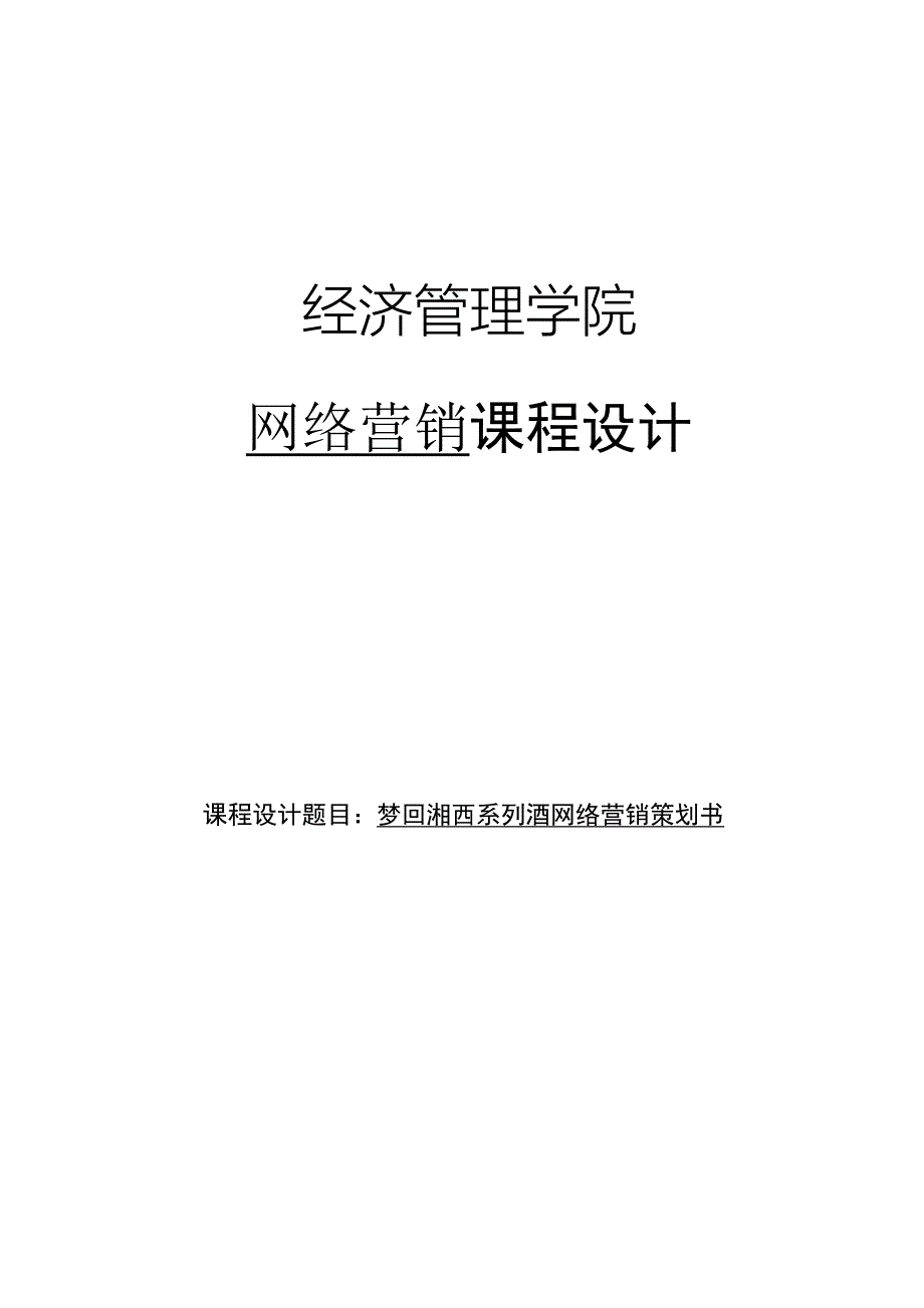 梦回湘西系列酒网络营销策划方案书_第1页