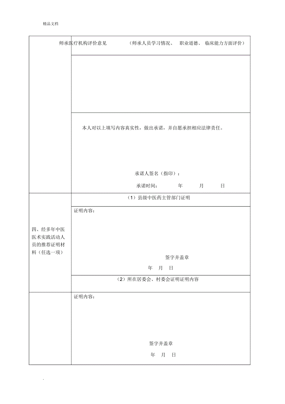 四川省中医医术确有专长人员医师资格考核申报情况表_第4页