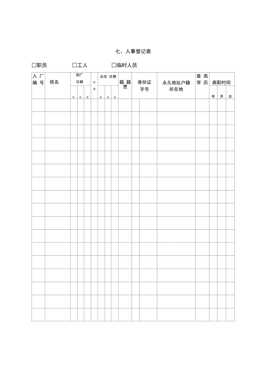 企业常用管理表格汇编169_第1页