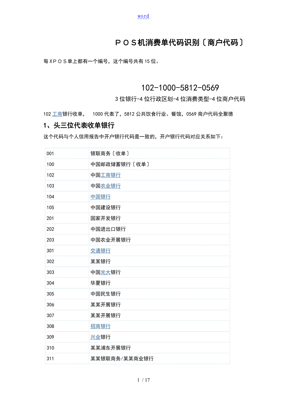 全国pos机代码查询_第1页