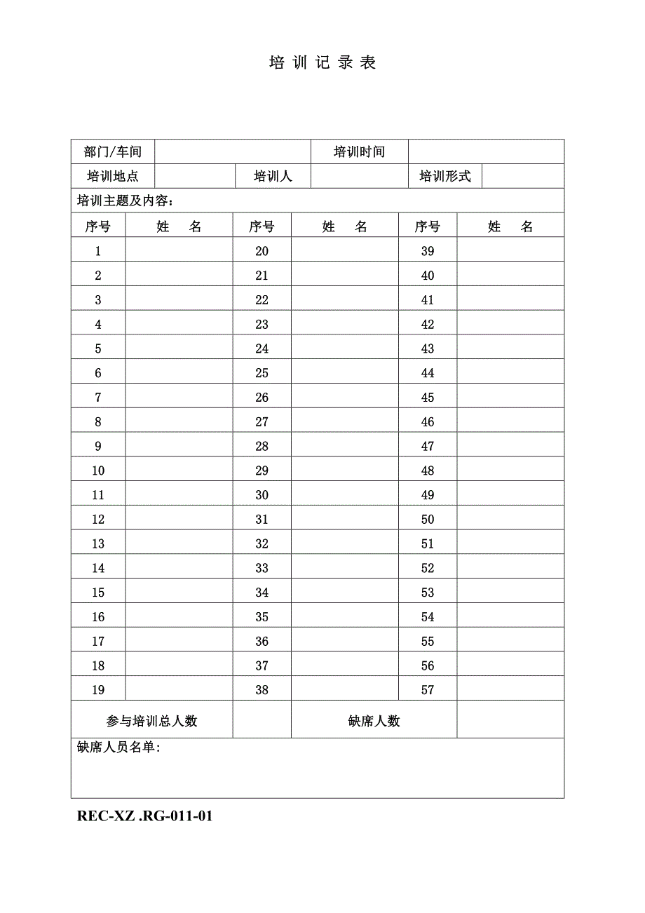 新版培训记录表_第1页