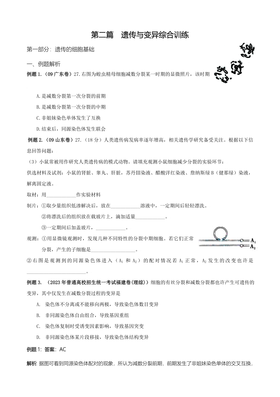 2023年遗传学综合训练生物竞赛专用.doc_第1页