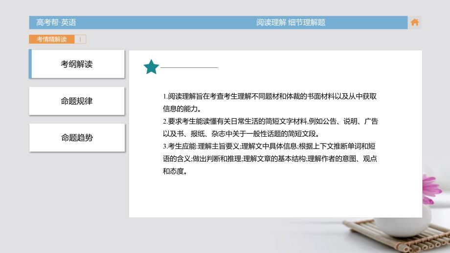 （全国通用）2018届高考英语一轮总复习 第三部分 阅读 专题1 细节理解题课件_第3页